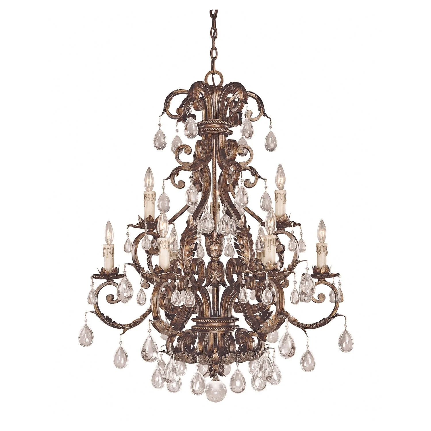 New Tortoise Shell with Silver Nine-Light Chandelier - Image 1