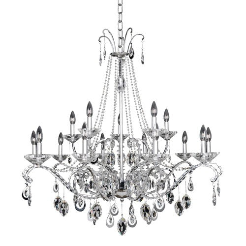 Chrome 15-Light Chandelier with Firenze Clear Crystal - Image 1