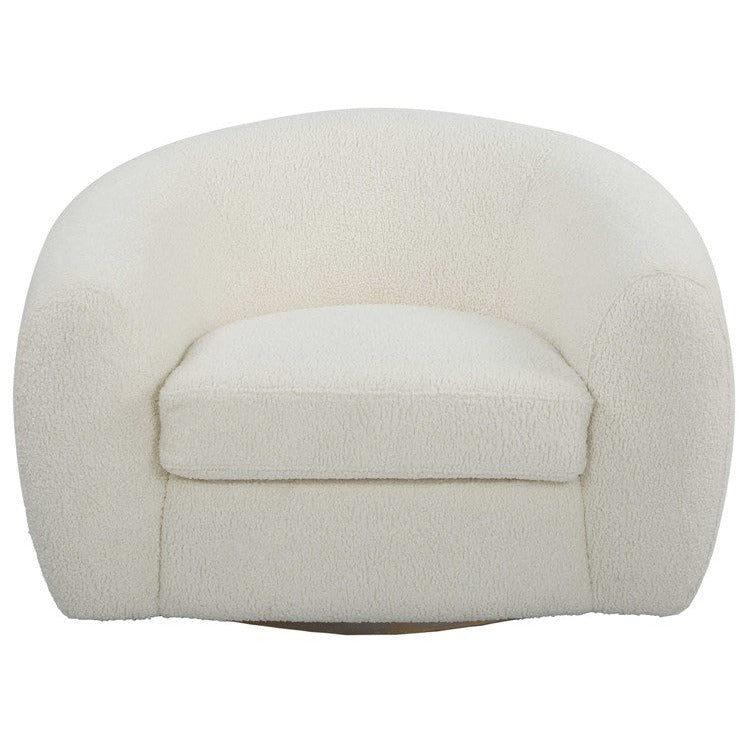 Uttermost Capra Luxe Off-White Faux Shearling Curved Swivel Chair - Image 2