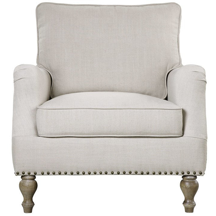 Uttermost Armstead Antique White Fabric Classic Armchair - Image 3