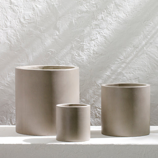 Surya Seastone Collection Modern Set of 3 Brushed Matte Gray Concrete Outdoor Floor Vases SST-007 - Image 1