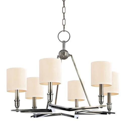 Bethesda Aged Silver Six-Light Chandelier with Cream Shade - Image 1