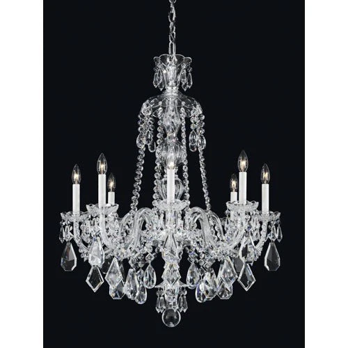 Hamilton Silver Eight-Light Clear Heritage Handcut Crystal Chandelier, 28W x 35H x 28D - Image 1
