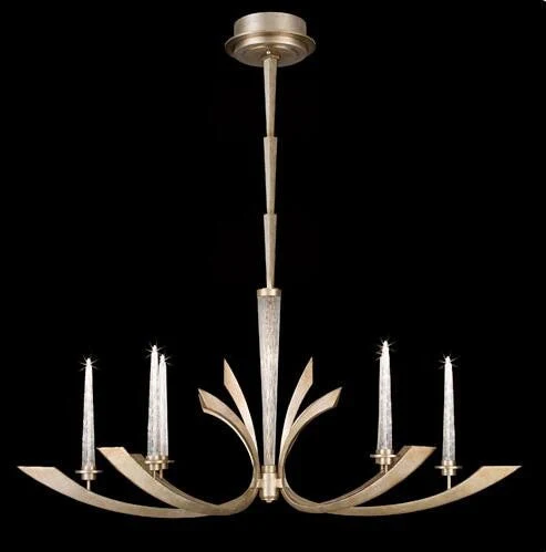 Six-Light Chandelier in Toned Silver Leaf Finish - Image 1