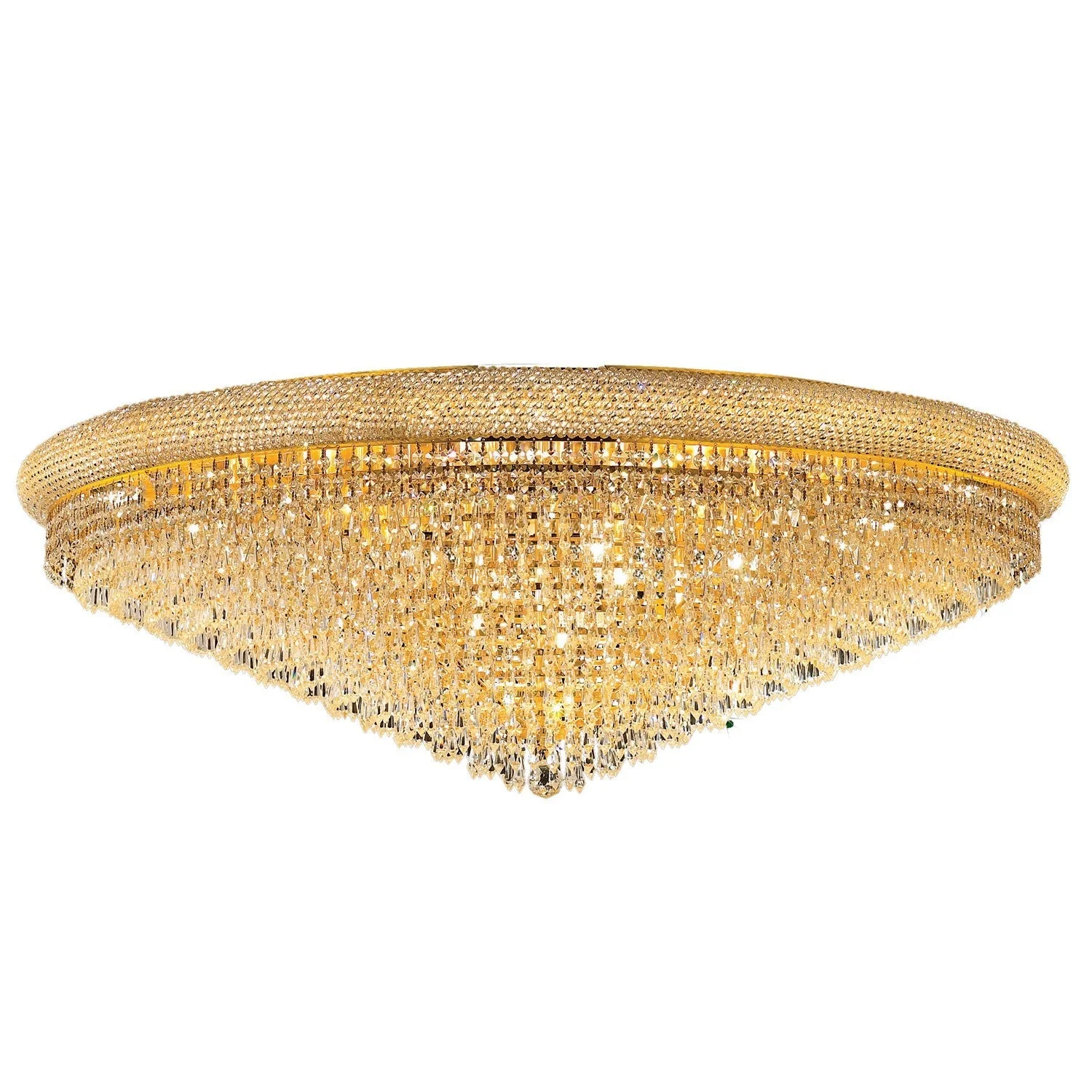 Primo Prism Gold Thirty-Three Light 48-Inch Flush Mount with Royal Cut Clear Crystal - Image 1