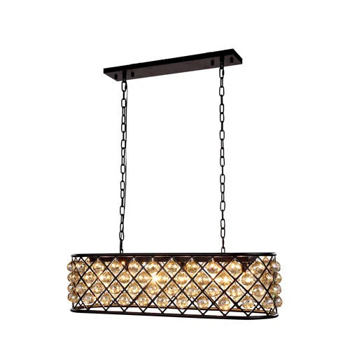 Madison Mocha Brown Six-Light Pendant with Golden Teak Crystals - Image 1