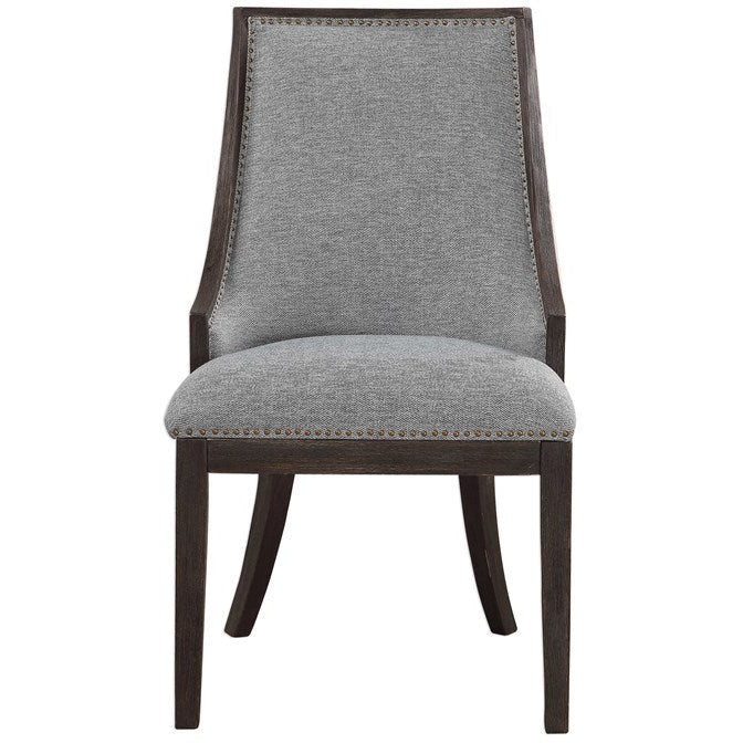 Uttermost Janis Light Denim Woven Fabric Curved Back Accent Chair - Image 3