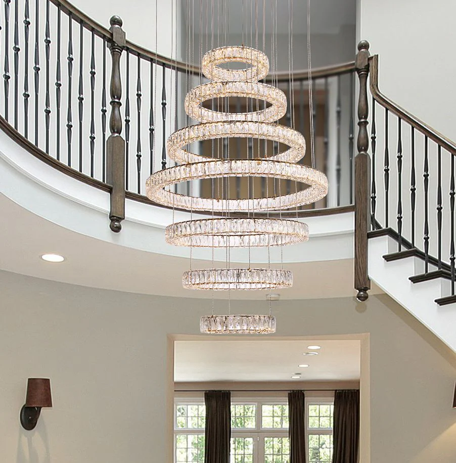 Monroe 40" Wide Gold Clear Crystal 7-Ring LED Chandelier - Image 1