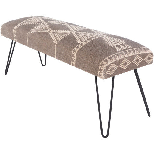 Surya Asmara Rustic Modern Hand Woven Fabric Bench With Black Metal Base RAM-001 - Image 2