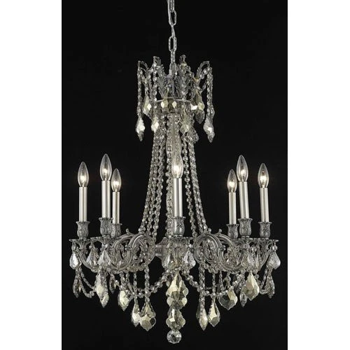 Rosalia Pewter Eight-Light Chandelier with Golden Teak/Smoky Royal Cut Crystals - Image 1
