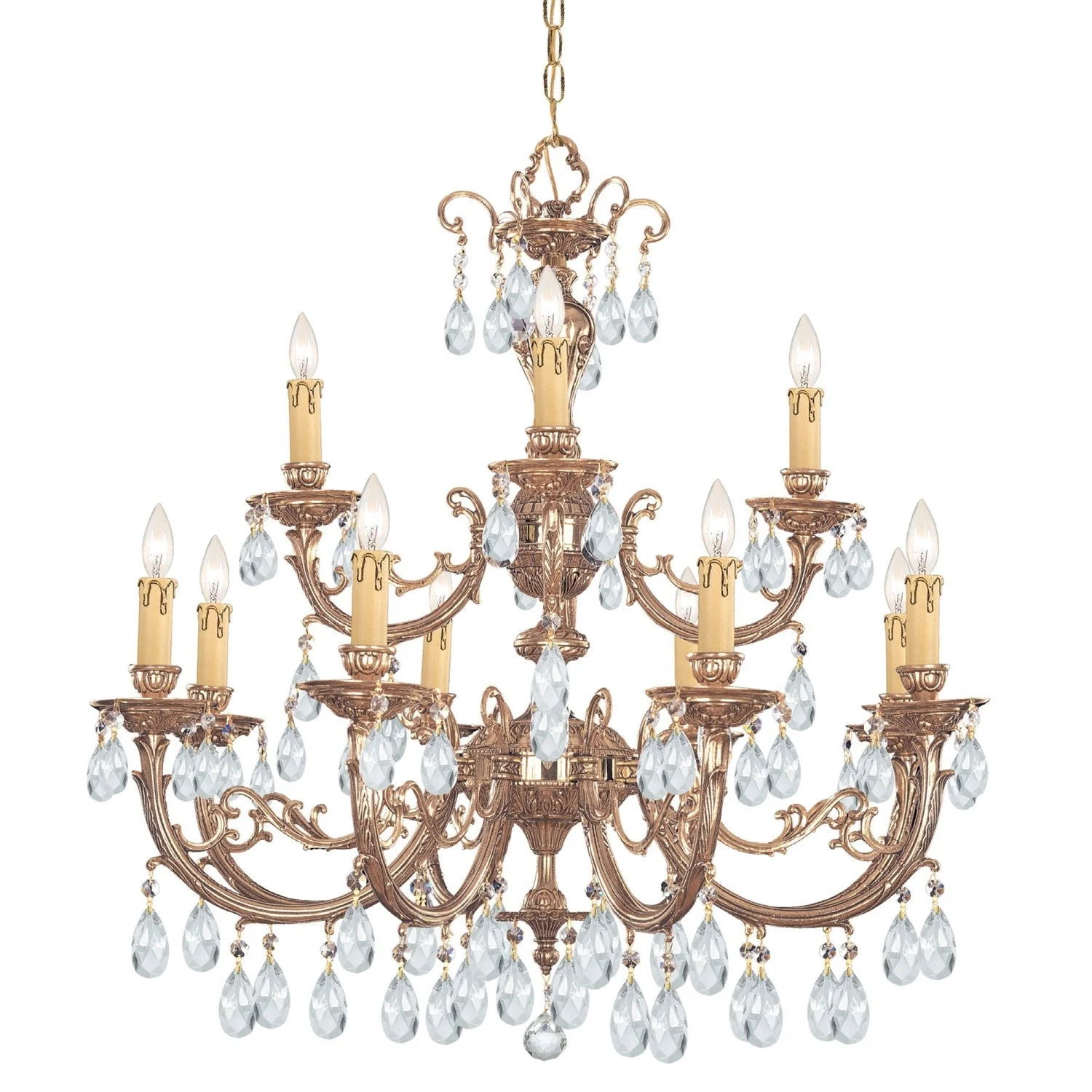 Etta Ornate Cast Brass Eight-Light Chandelier with Swarovski Strass Crystal - Image 1