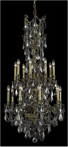 Bronze Sixteen-Light Chandelier with Silver Shade/Grey Royal Cut Crystals - Image 1