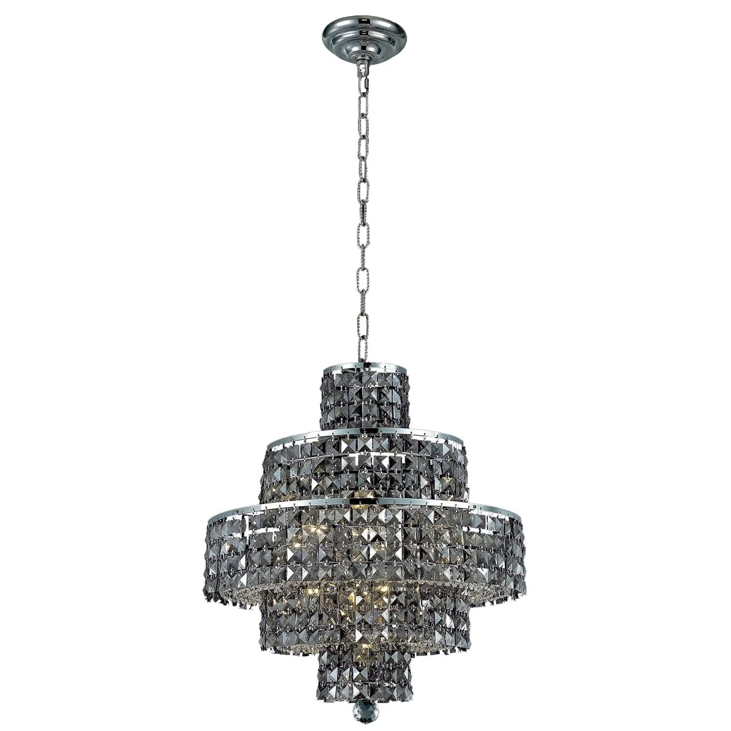Maxim Chrome Thirteen-Light 20-Inch Five-Tier Chandelier with Royal Cut Silver Grey Crystal - Image 1