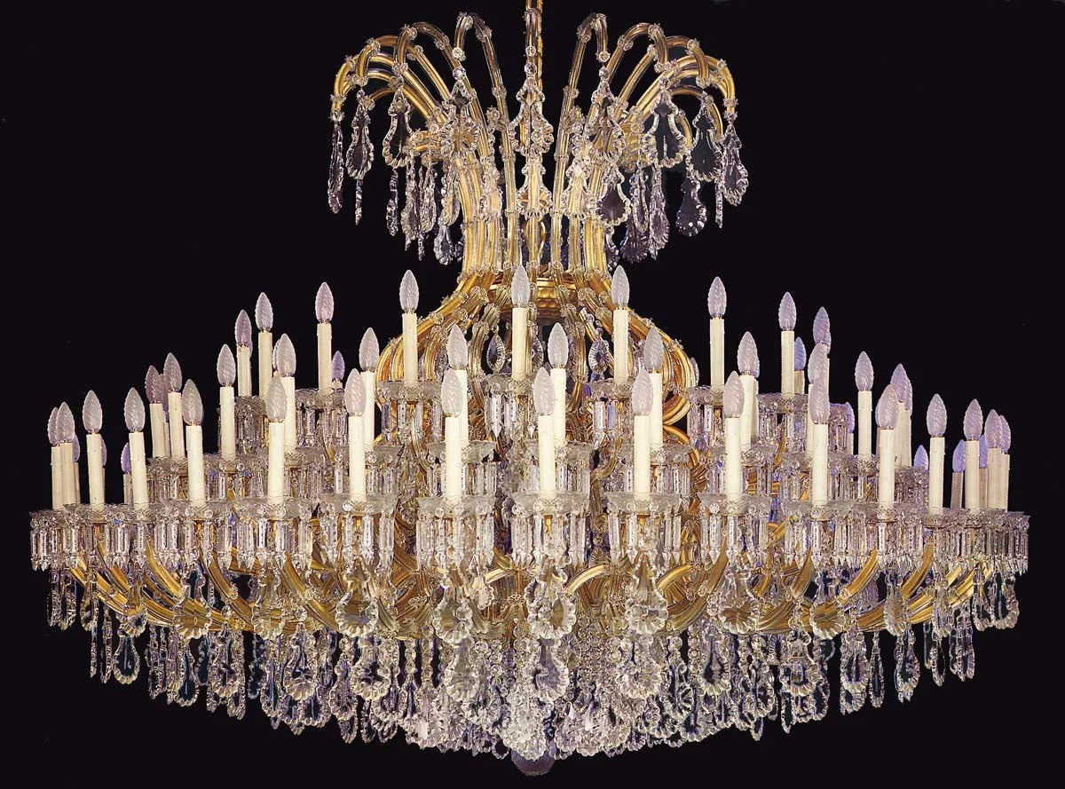 100 Lights Maria Theresa large crystal chandelier in gold plated finish - Image 1