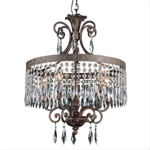 Bronze Gold Five-Light Chandelier with Crystal Accents - Image 1