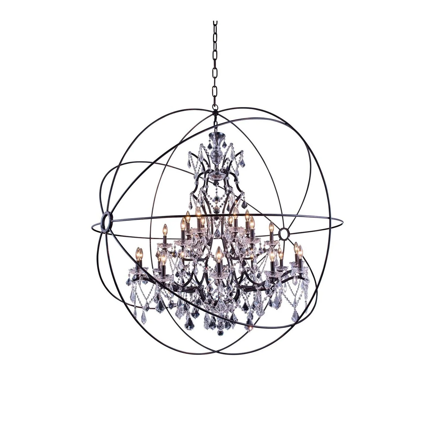 Geneva Dark Bronze Sixty-Inch Pendant with Clear Crystals - Image 1