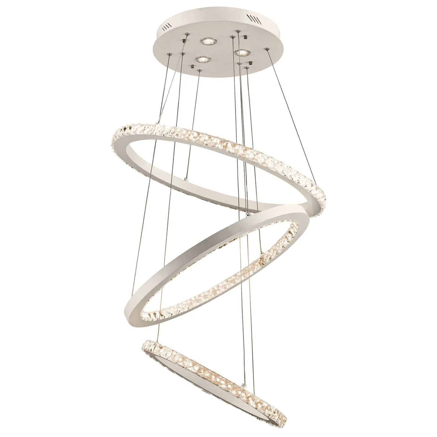 Elan Allos Flat White Three-Light LED Multi-Tier Chandelier - Image 1