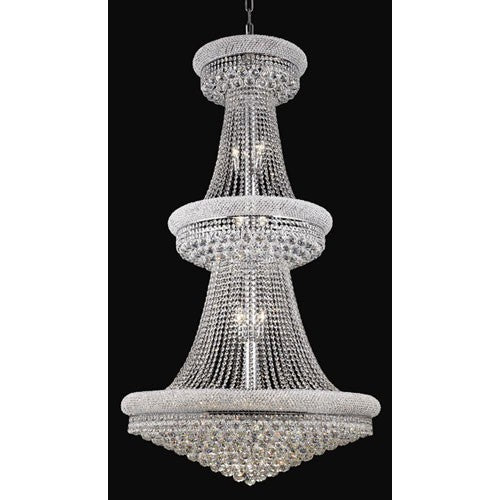 Primo Chrome Thirty-Two Light Three-Tier 36-Inch Chandelier with Royal Cut Clear Crystal - Image 1