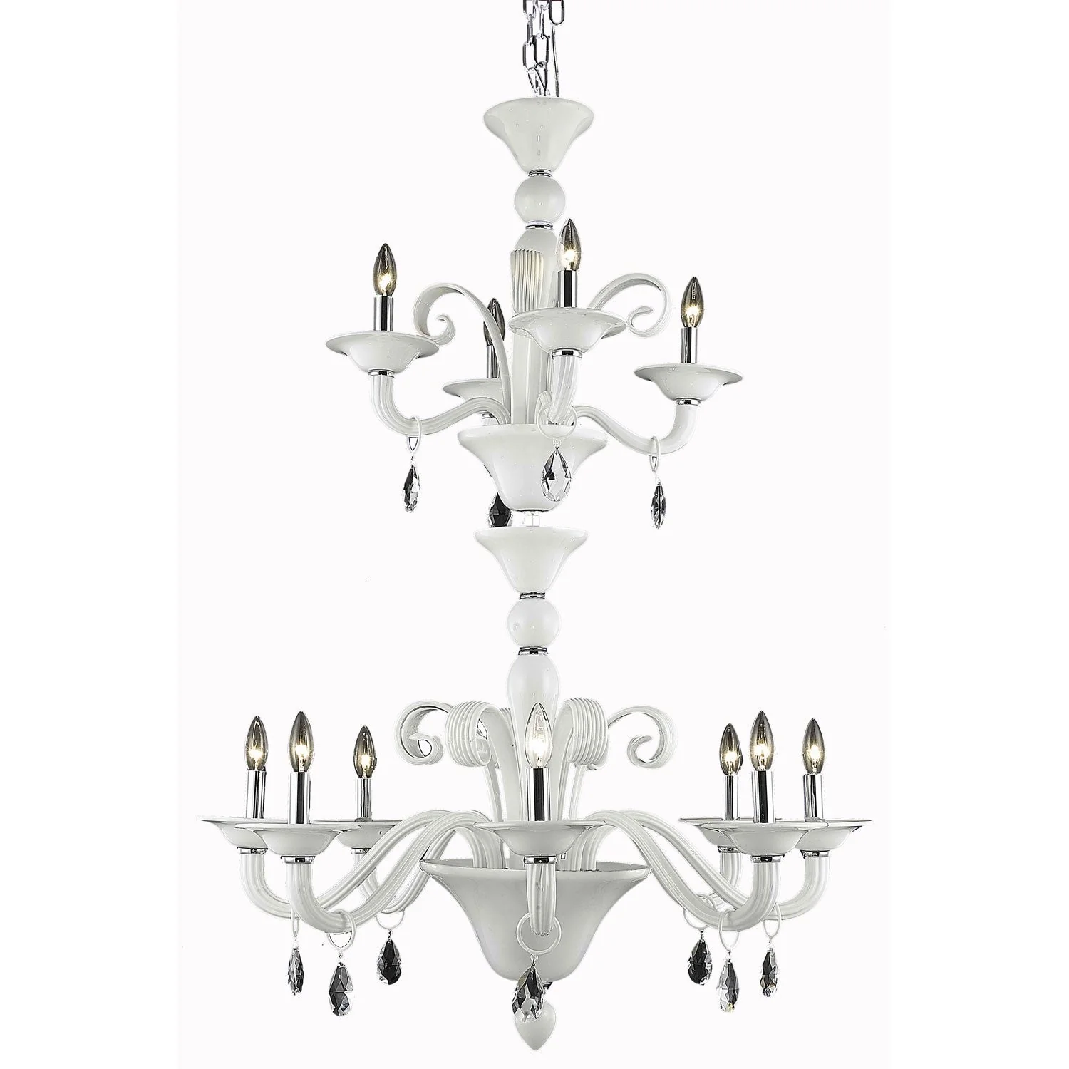 Muse White Twelve-Light Chandelier with White Royal Cut Crystals - Image 1