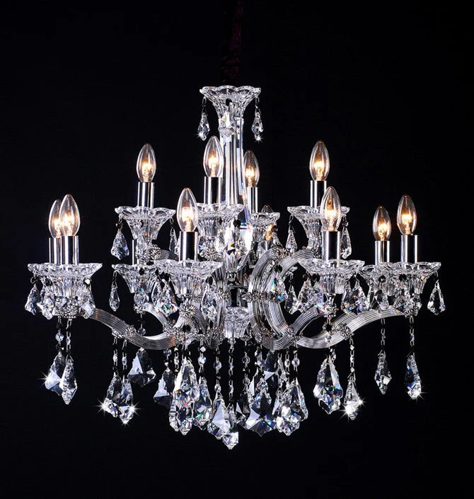 Polished chrome 12 Light traditional crystal Chandelier - Image 1