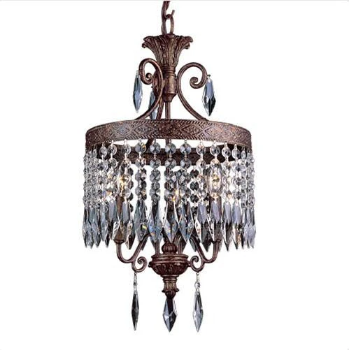 Bronze Gold Three-Light Chandelier with Crystal Accents - Image 1