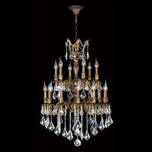 18-Light Antique Bronze Finish with Clear-Crystals Chandelier - Image 1