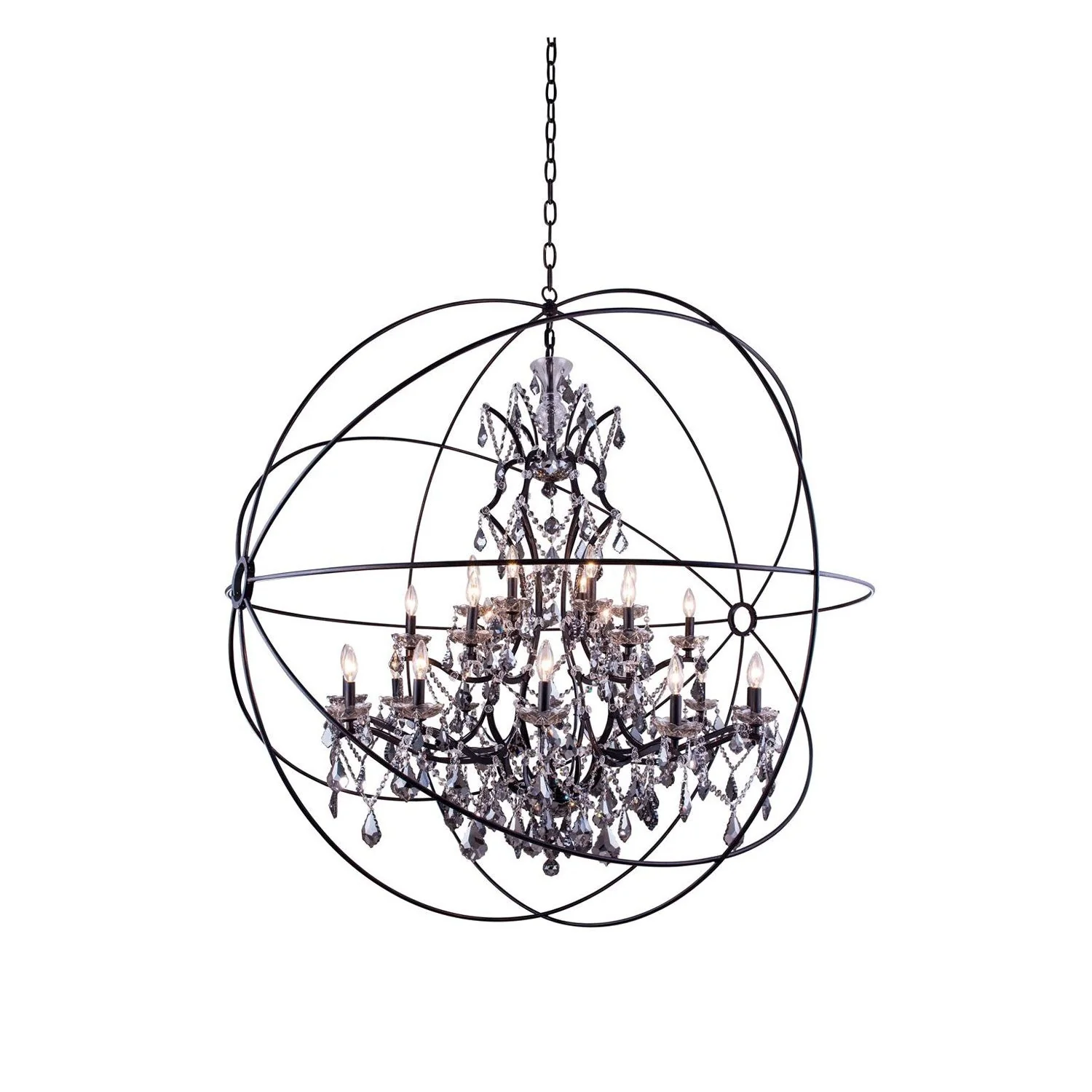 Geneva Dark Bronze Sixty-Inch Pendant with Silver Shade Crystals - Image 1