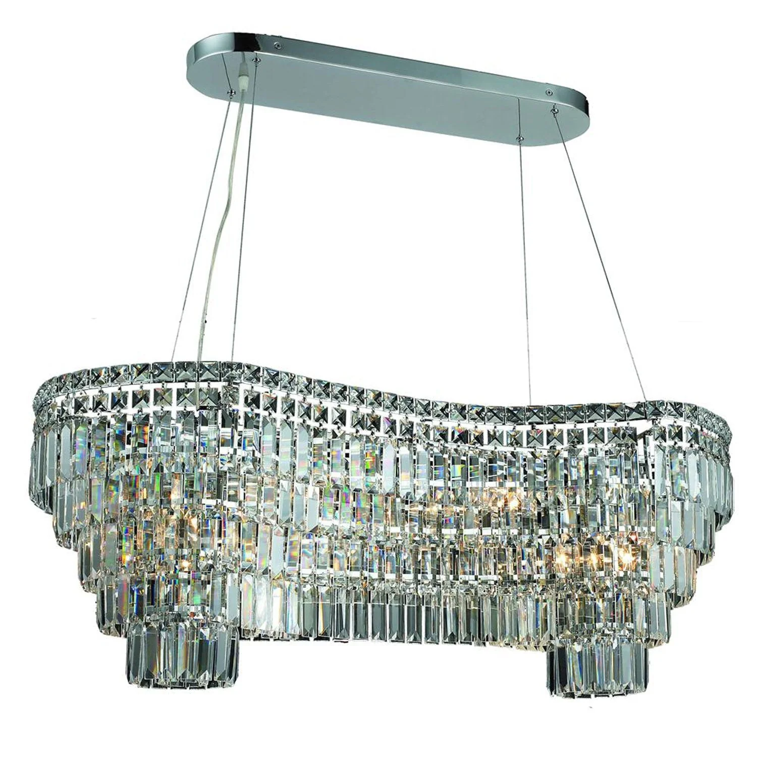 Maxim Chrome Fourteen-Light 16-Inch Island Pendant with Royal Cut Clear Crystal - Image 1