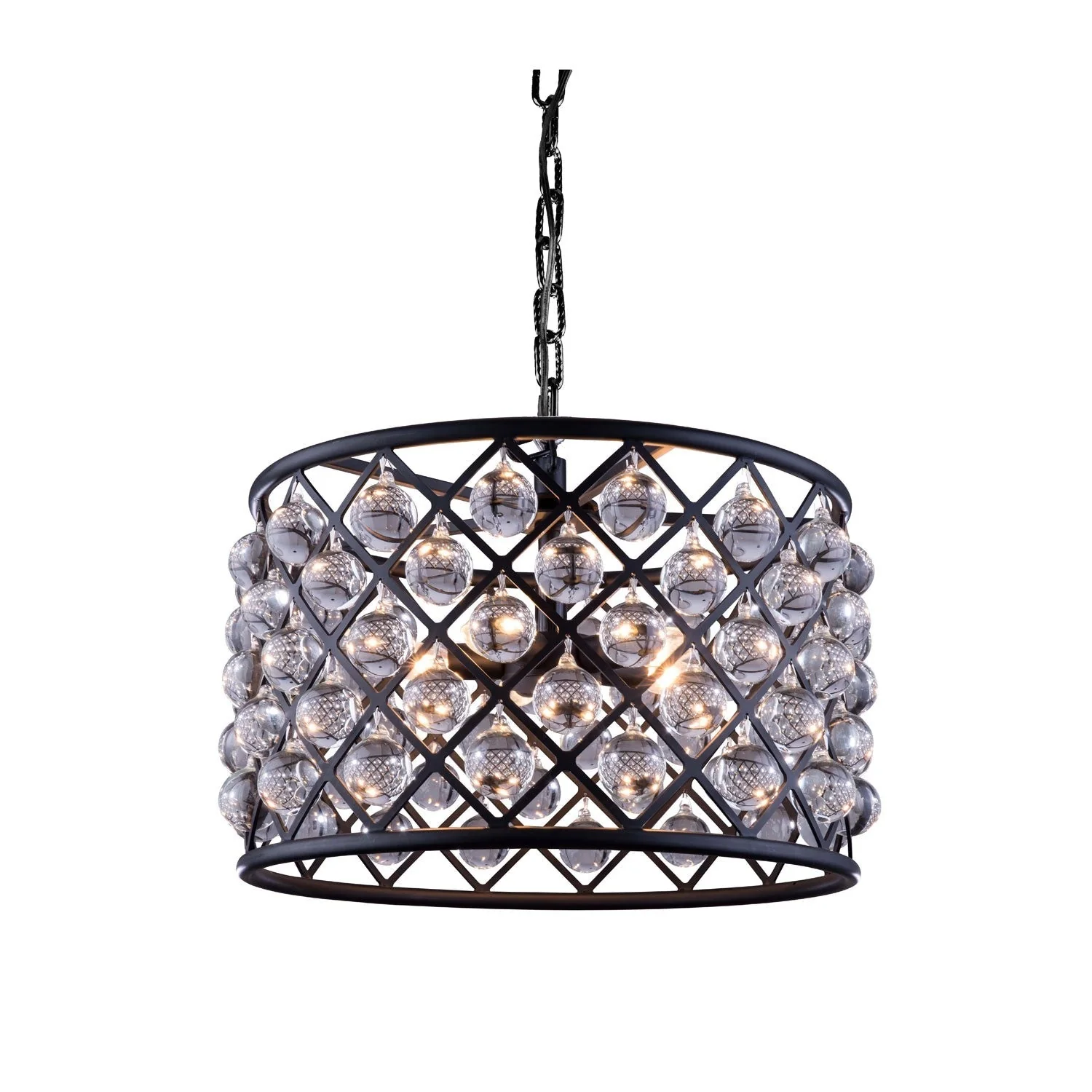 Madison Mocha Brown Six-Light Pendant with Royal Cut Clear Crystals - Image 1