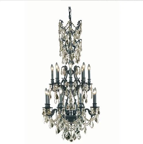 Bronze Sixteen-Light Chandelier with Golden Shadow/Champagne Royal Cut Crystals - Image 1