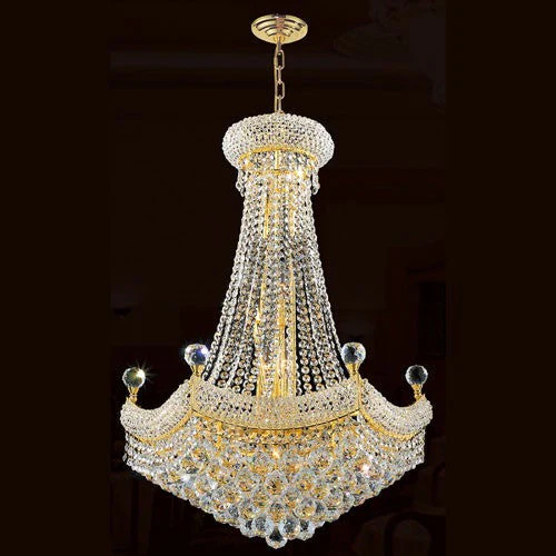 15-Light Gold Finish with Clear-Crystals Chandelier - Image 1