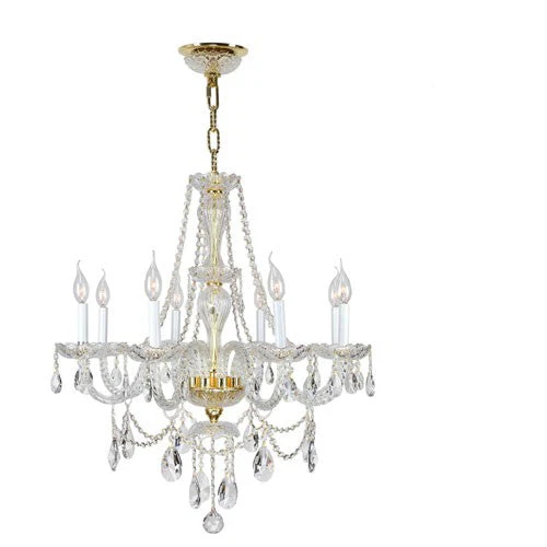 Polished Gold Eight-Light Chandelier - Image 1