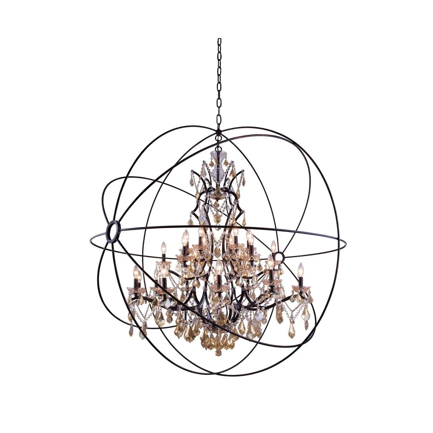 Geneva Dark Bronze Sixty-Two-Inch Pendant with Golden Teak Crystals - Image 1