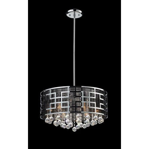 Chrome Six-Light 19-Inch Crystal Pendant - Image 1