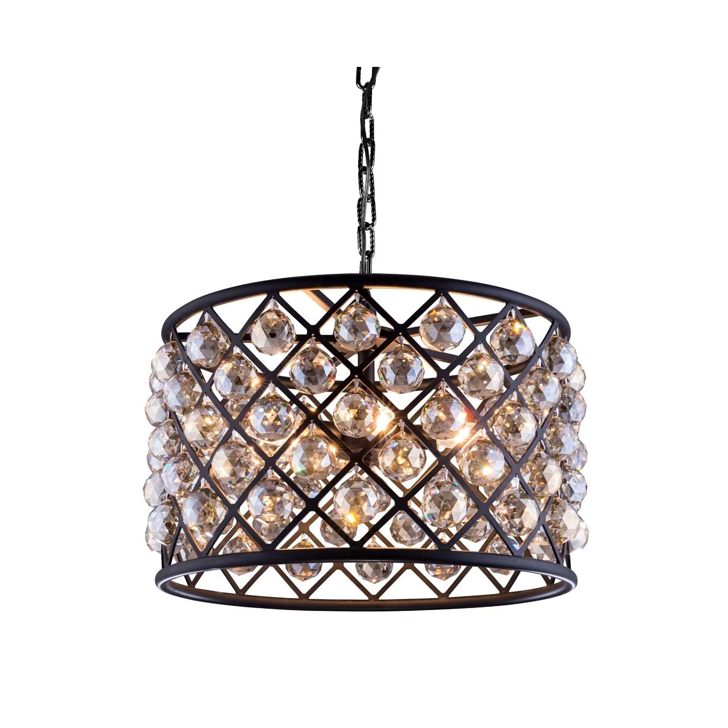 Madison Mocha Brown Six-Light Pendant with Royal Cut Golden Teak Crystals - Image 1