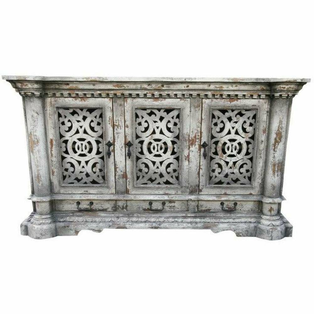 Casa Bonita Peruvian Hand-Painted Carved Wood Santorini Buffet - Image 1