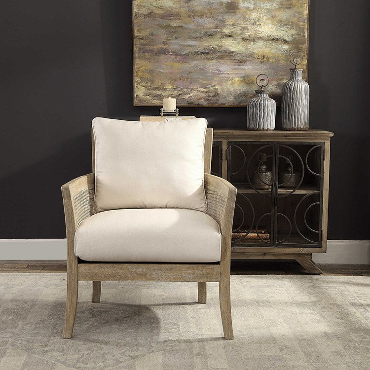 Uttermost Encore Off-White Performance Fabric Cane Armchair - Image 3