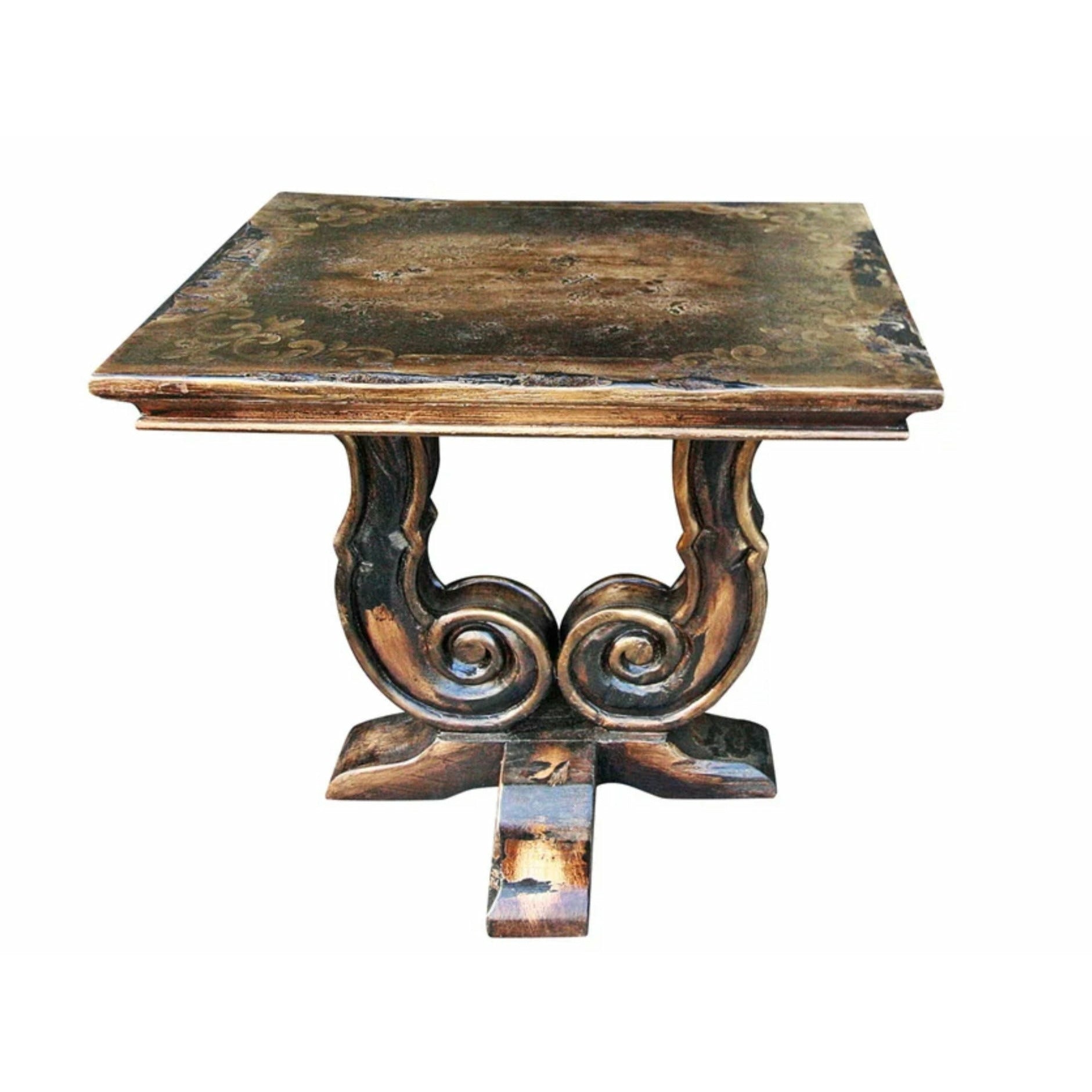 Casa Bonita Peruvian Hand-Painted Carved Wood Umbria End Table