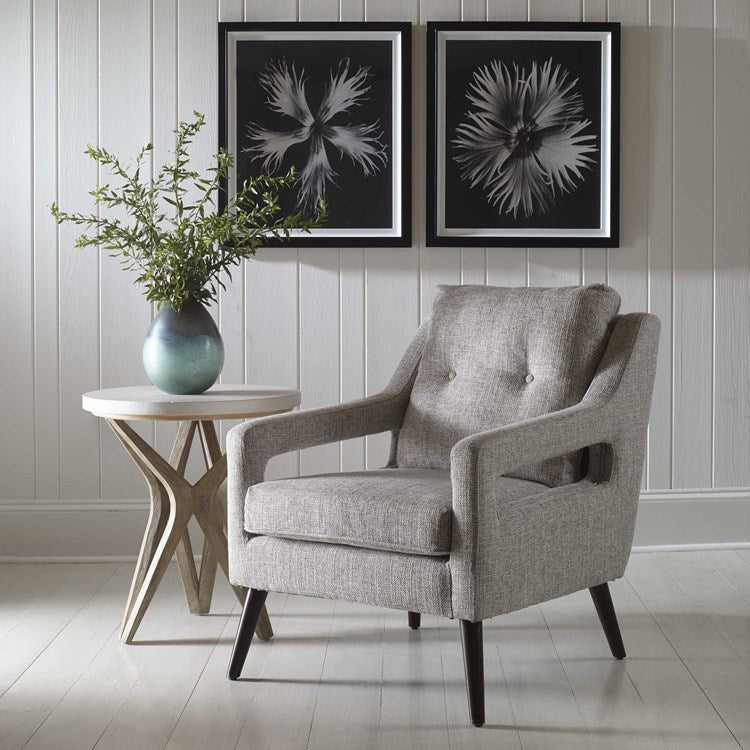 Uttermost O’Brian Natural Stone Linen Contemporary Armchair - Image 1
