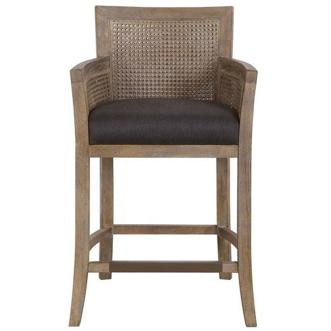 Uttermost Encore Dark Gray Fabric Cane Counter Stool - Image 2