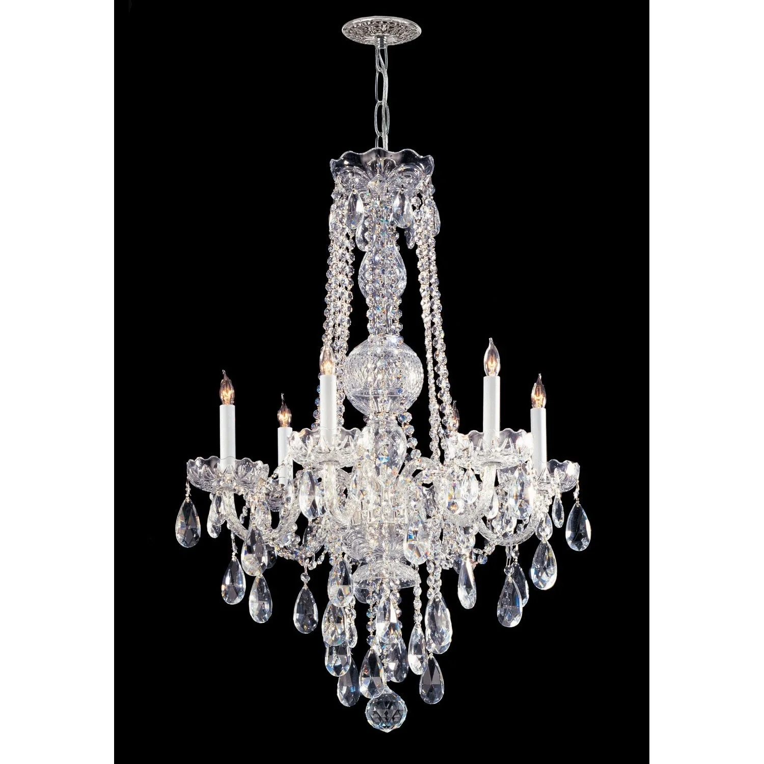 Polished Chrome Six-Light Chandelier with Swarovski Strass Crystal - Image 1