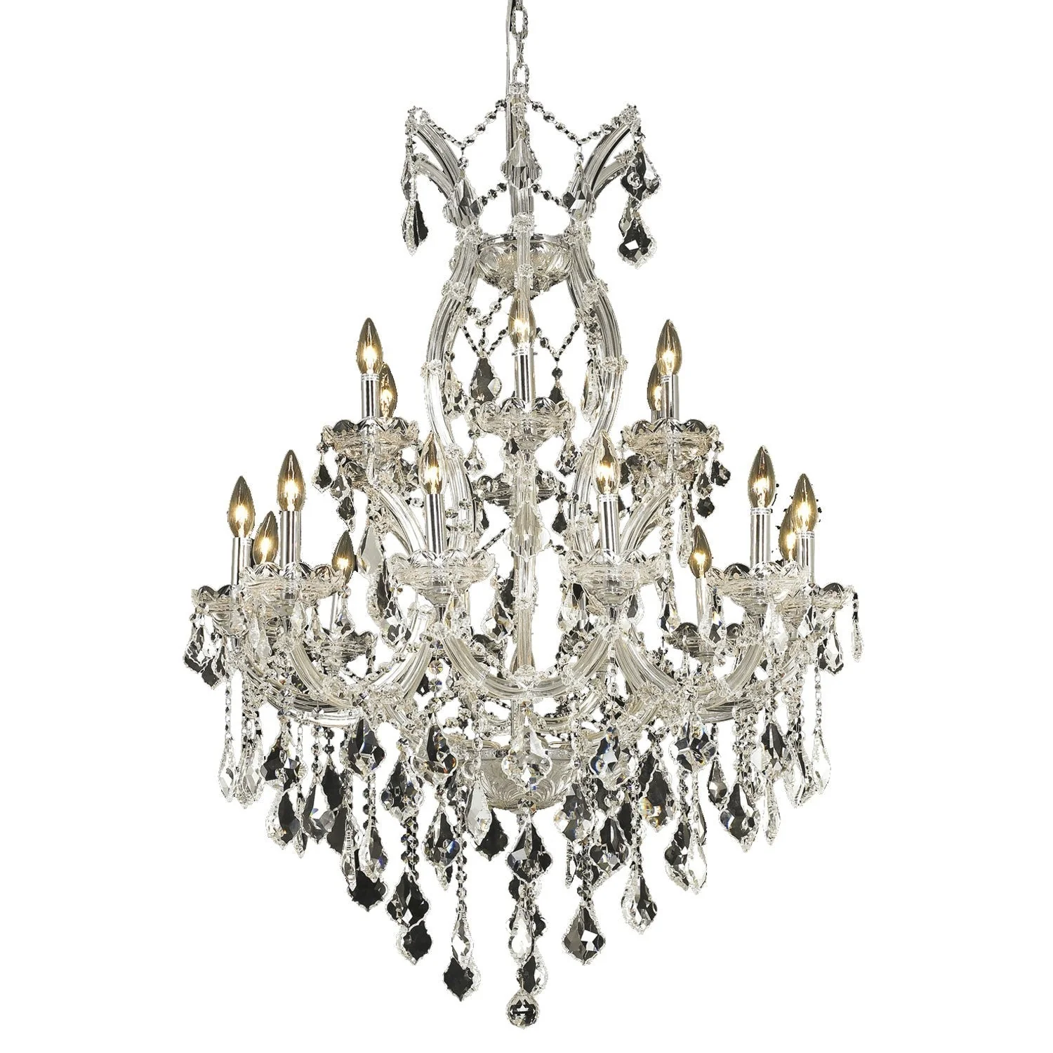 Maria Theresa Chrome Nineteen-Light 32-Inch Chandelier with Royal Cut Clear Crystal - Image 1