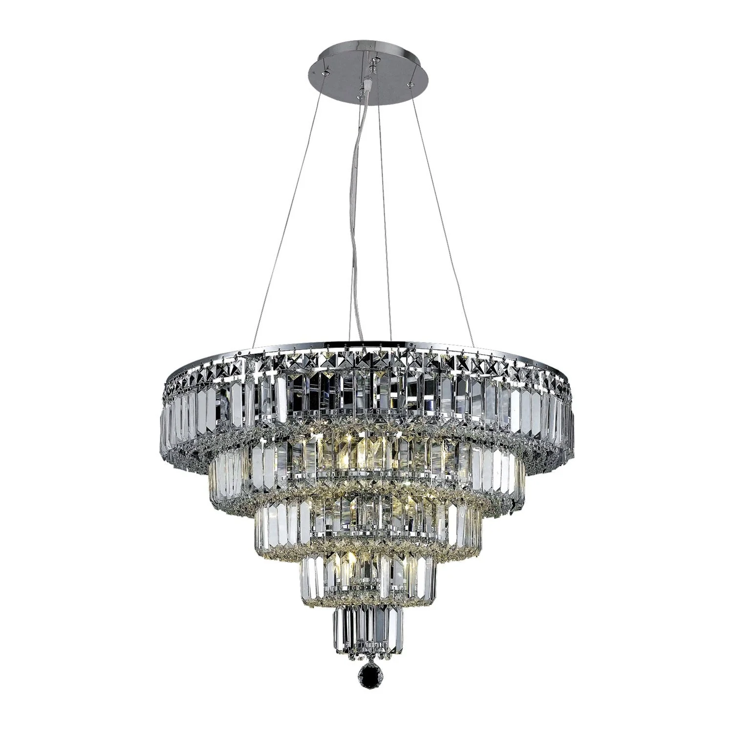 Maxim Chrome Fourteen-Light 26-Inch Five-Tier Chandelier with Royal Cut Clear Crystal - Image 1
