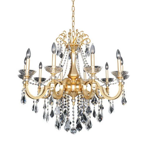 Barret French 24K Gold 10-Light Chandelier with Firenze Clear Crystal - Image 1
