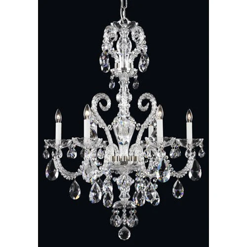 Novielle Polished Silver Six-Light Clear Spectra Crystal Chandelier, 25W x 36H x 25D - Image 1