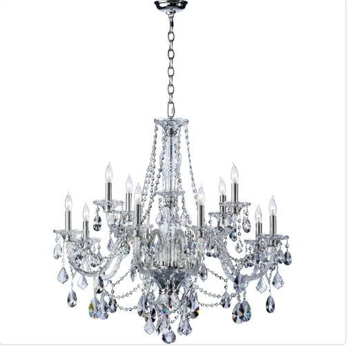 Twelve-Light Chrome Chandelier