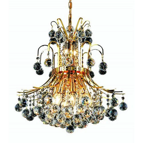 Gold Ten-Light 19-Inch Chandelier with Royal Cut Clear Crystal - Image 1