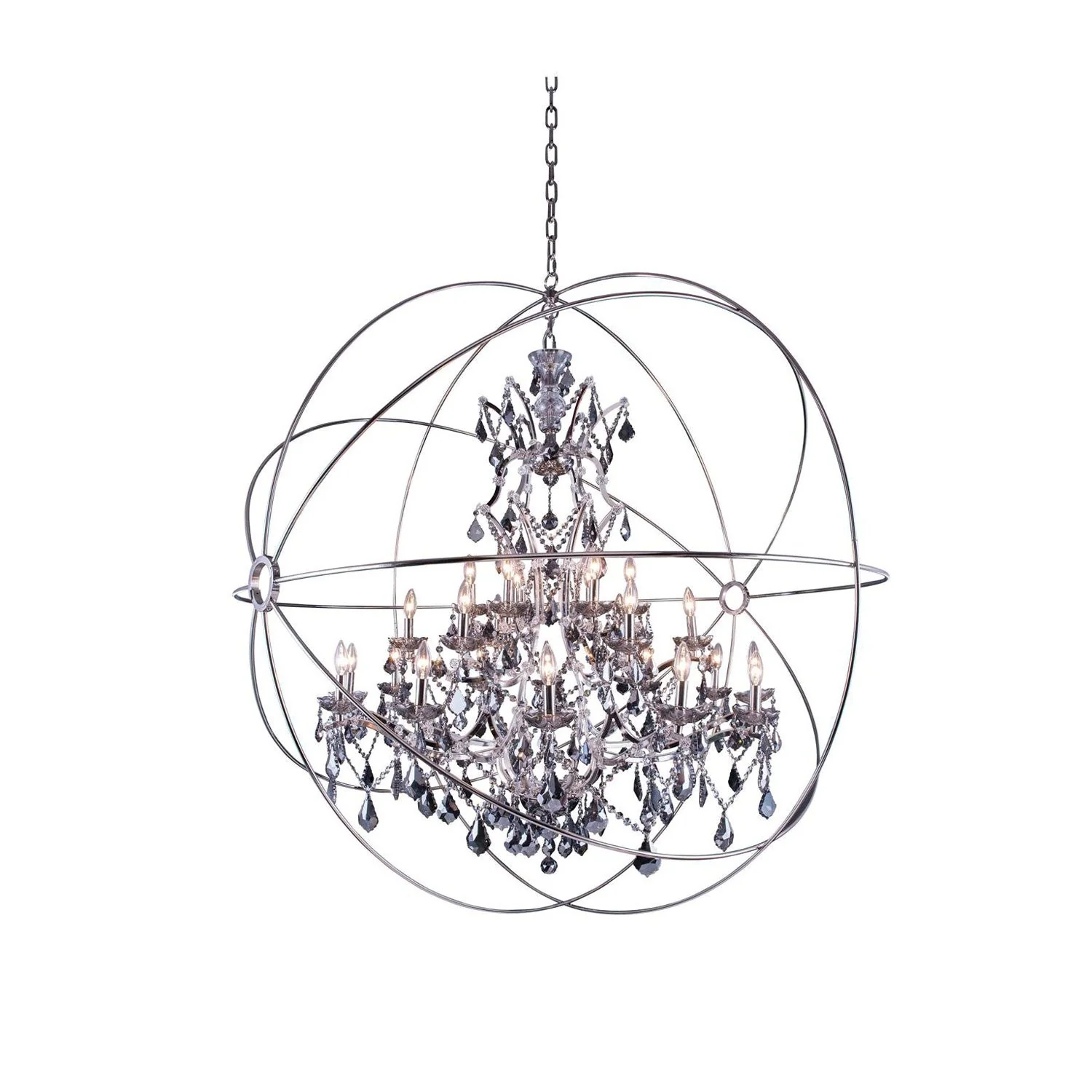 Geneva Polished Nickel Sixty-Inch Pendant with Silver Shade Crystals - Image 1