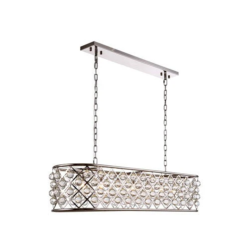 Madison Polished Nickel 15-Inch High Seven-Light Pendant Smooth with Clear Crystals - Image 1