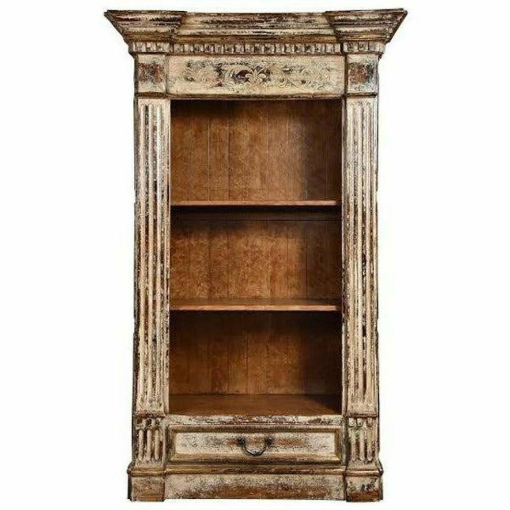 Casa Bonita Peruvian Hand-Painted Carved Wood Italo Bookcase